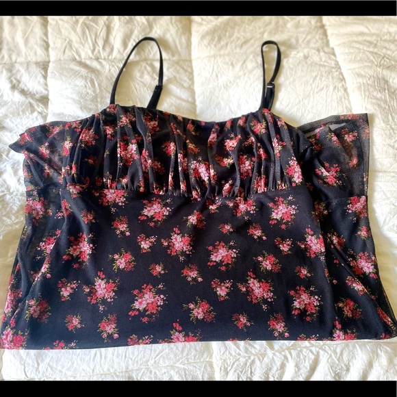 Sky and Sparrow Black Ditsy Floral Mesh Dress Size Large NWOT - Picture 6 of 7